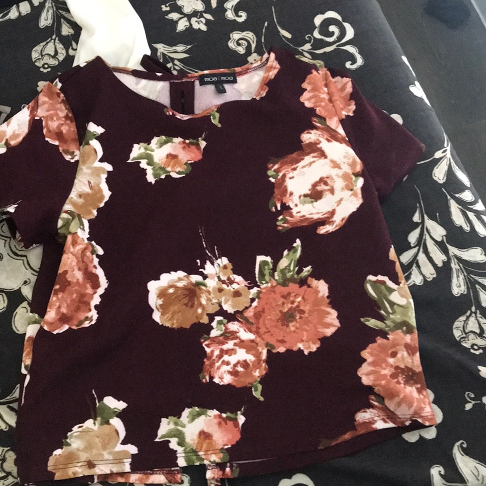 Burgundy flowery shirt